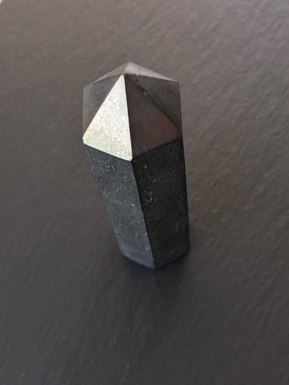 Shungite Hexagonal Pointed Crystal Tower - Picture 3 of 9